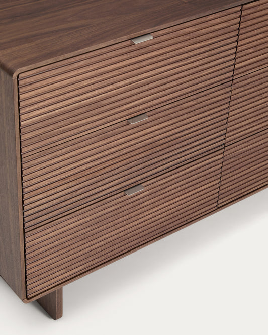 Norlen 6-drawer chest of drawers in walnut veneer FSC Mix Credit 120 x 75cm
