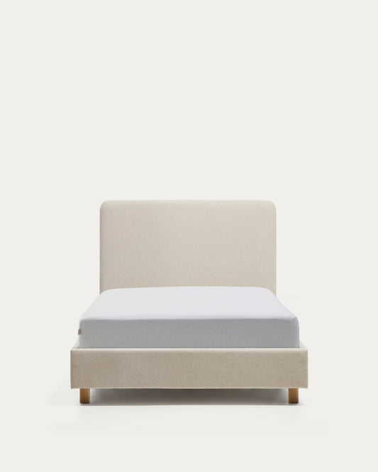 Selven beige chenille bed for 90 x 200cm mattress
