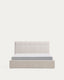 Darnela ecru chenille bed with folding storage base for 150 x 200cm mattress
