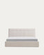 Darnela ecru chenille bed with folding storage base for 180 x 200cm mattress