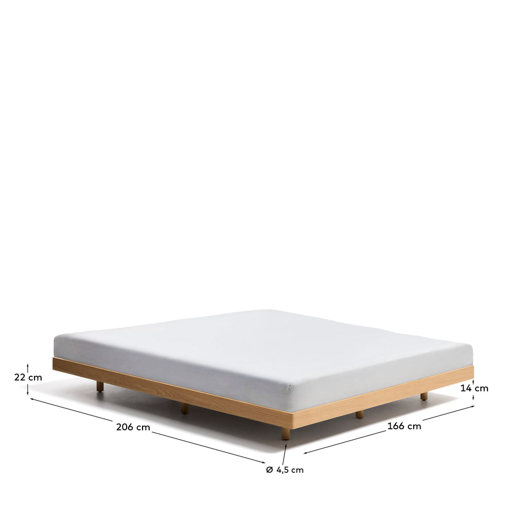 Norlen bed base in oak veneer with natural finish for 160 x 200 cm mattress FSC Mix Credit