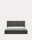 Darnela moss green chenille bed with folding storage base for 150 x 200cm mattress FSC 100%
