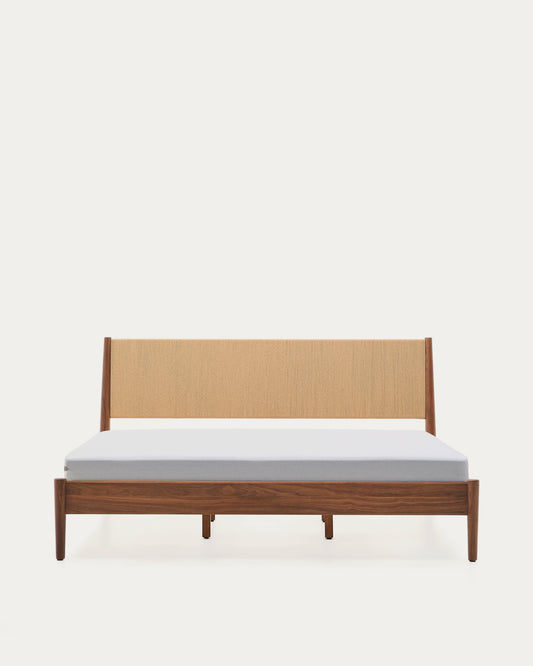Elan bed in veneer and solid walnut wood with cord mattress 180 x 200 cm FSC Mix Credit