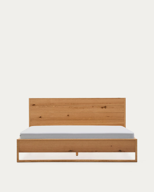 Alguema bed in oak veneer with natural finish for 180 x 200cm mattress
