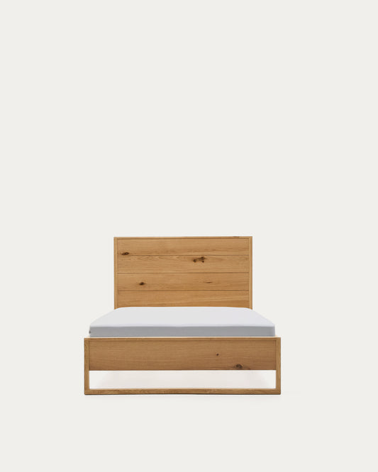Alguema bed in oak veneer with natural finish for 90 x 190cm mattress