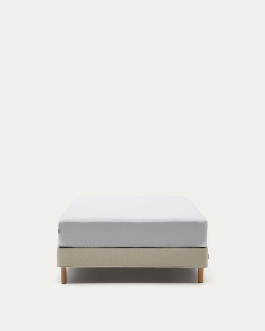 Ofelia base with beige removable cover and solid beech wooden legs for a 90 x 200 cm mattress FSC Mix Credit