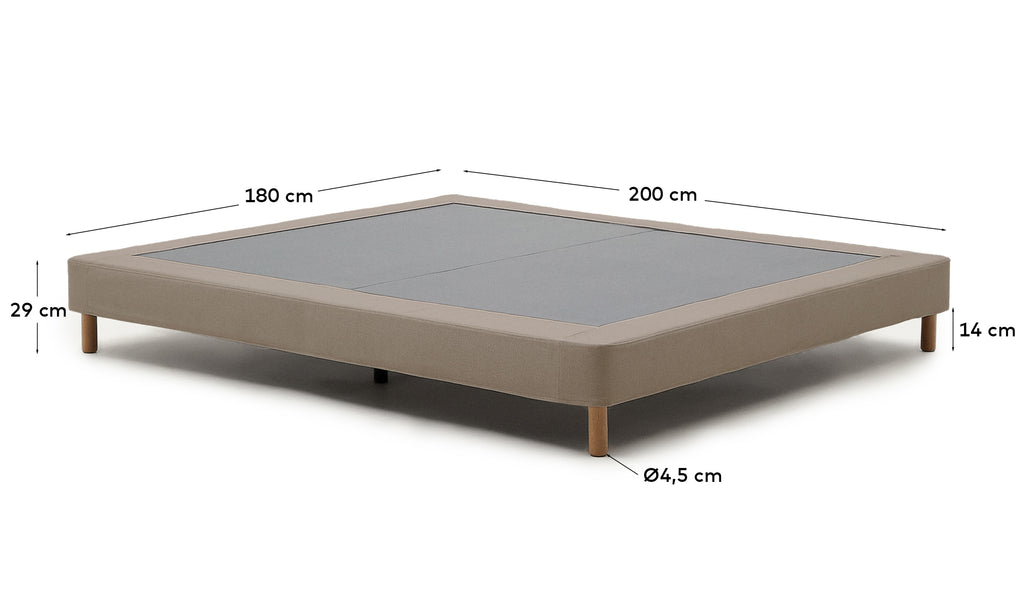 Ofelia brown base with removable cover and solid beech wood legs for 180 x 200cm mattress