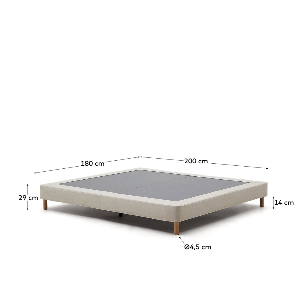 Ofelia base with beige removable cover and solid beech wooden legs for a 180 x 200 cm mattress FSC Mix Credit