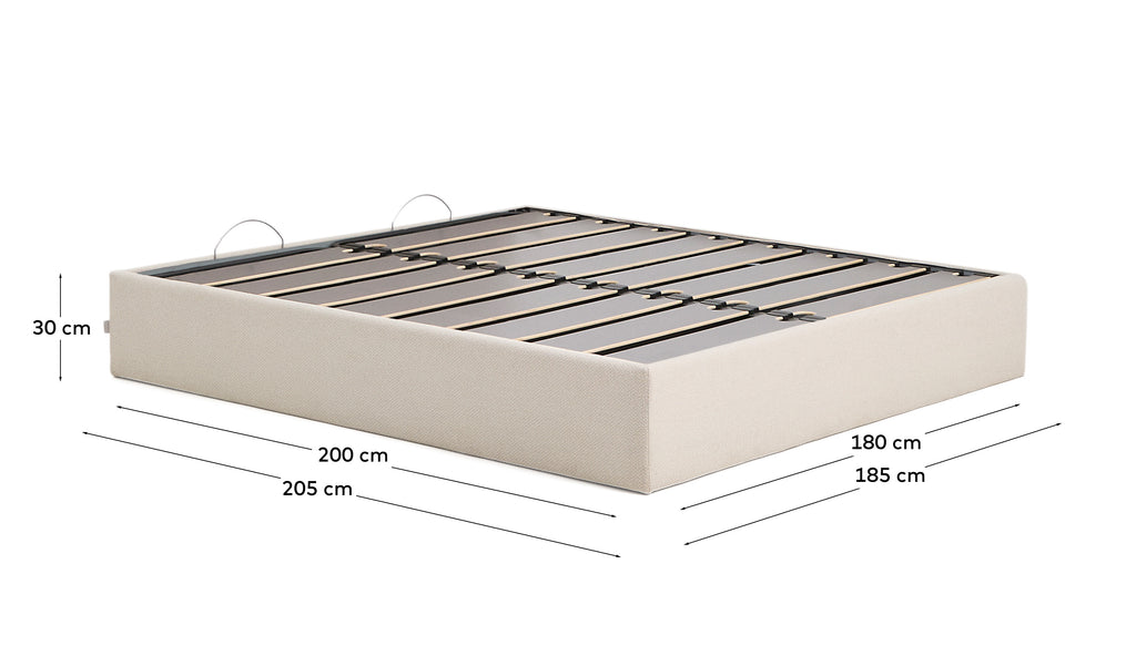 Nelzi ecru chenille ottoman bed base with removable cover for 180 x 200cm mattress FSC 100%