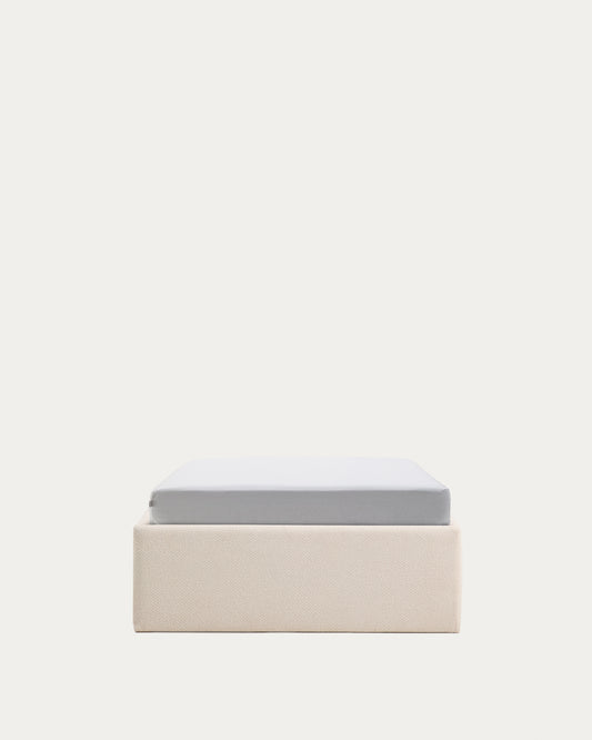 Nelzi ecru chenille side-opening ottoman bed base with removable cover for 90 x 200cm mattress FSC 100%