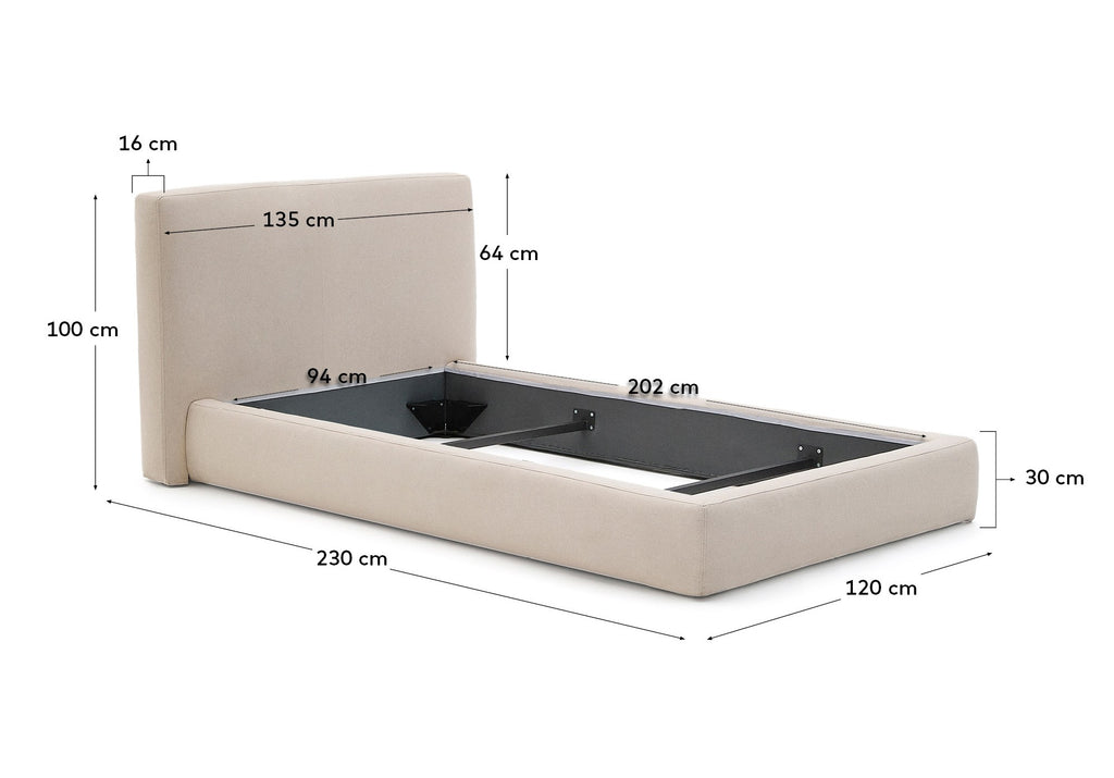 Beige Blok bed with removable covers for 90 x 200 cm mattress FSC Mix Credit