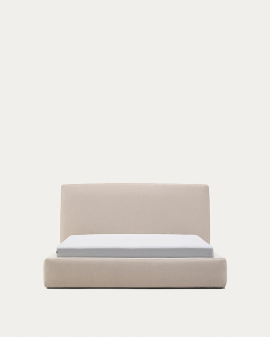 Beige Blok bed with removable covers for 160 x 200 cm mattress FSC Mix Credit