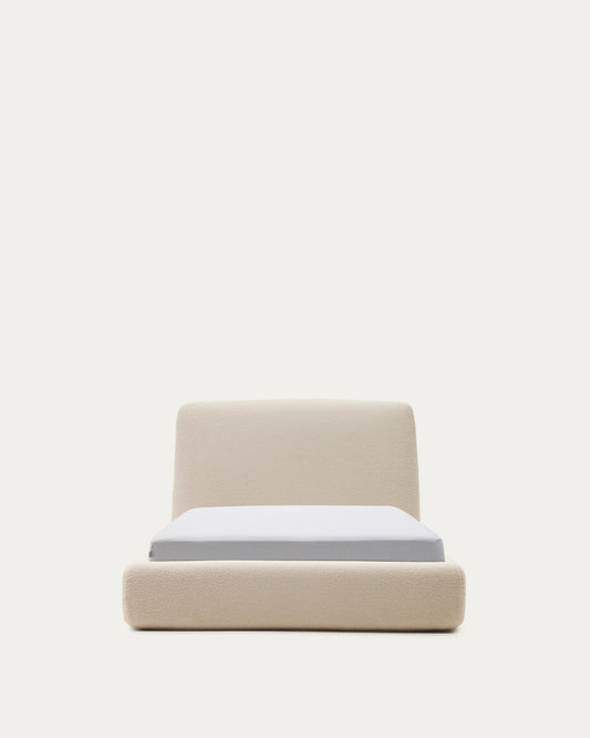 Martina bed with ecru bouclé removable cover for 90 x 200 cm mattress FSC Mix Credit