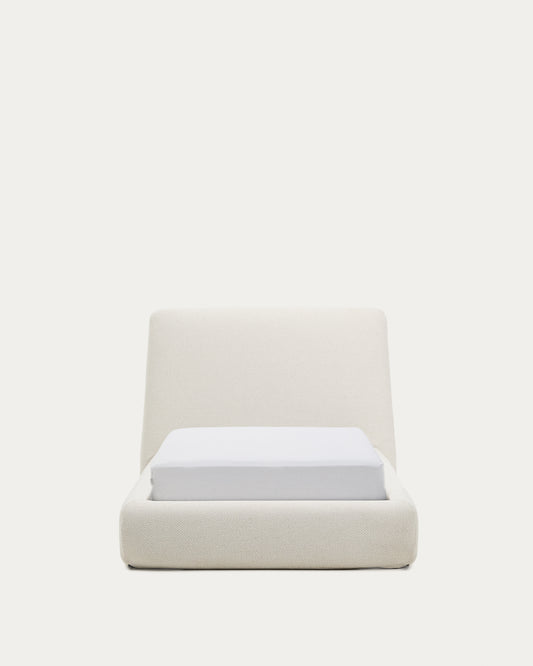 Martina bed with removable cover in ecru chenille for mattress 90 x 200cm