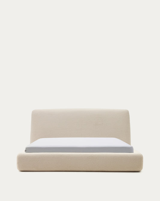 Martina bed with ecru bouclé removable cover for 160 x 200 cm mattress FSC Mix Credit
