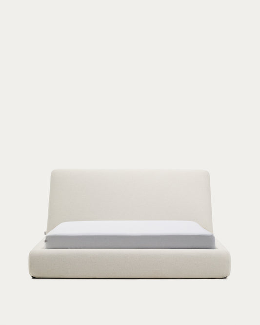 Martina bed with removable cover in ecru chenille for mattress 160 x 200cm