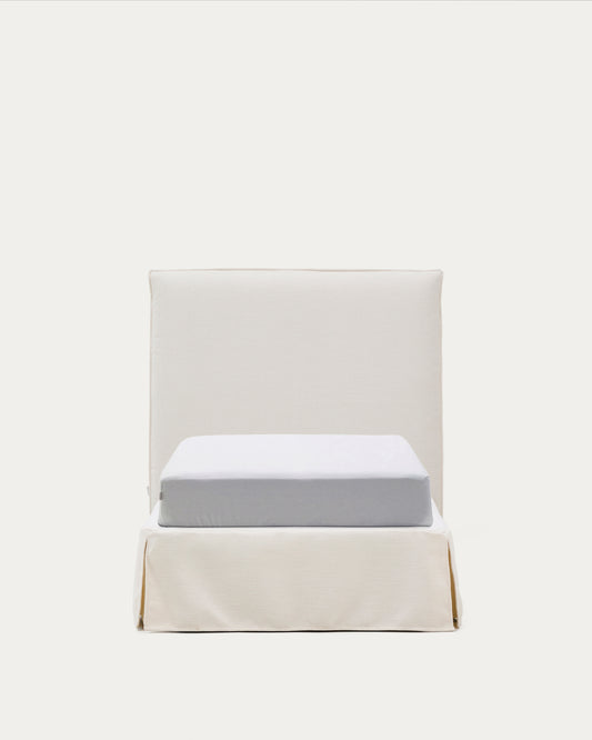 Jaira white chenille bed with removable cover for 90x200cm mattress FSC Mix Credit