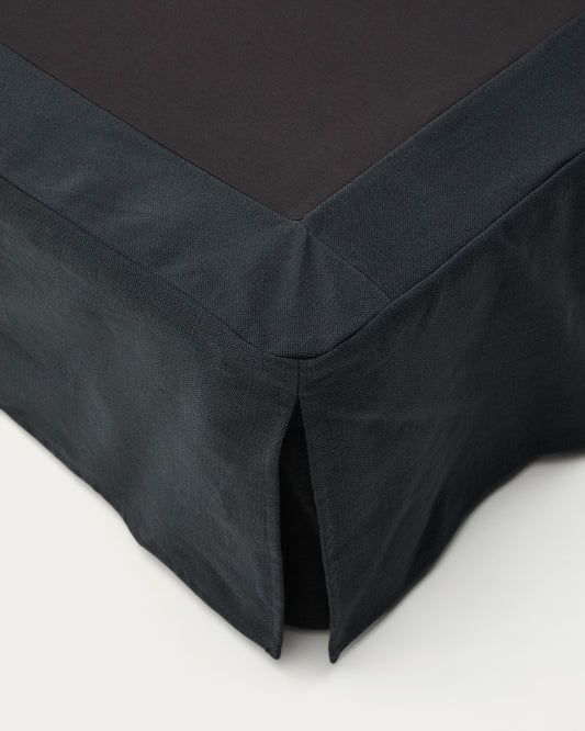 Anthracite grey linen and cotton Jaira base with removable cover for a 160 x 200 cm mattress