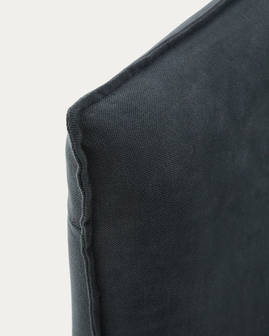 Anthracite grey linen and cotton Jaira headboard cover for a bed up to 150 cm