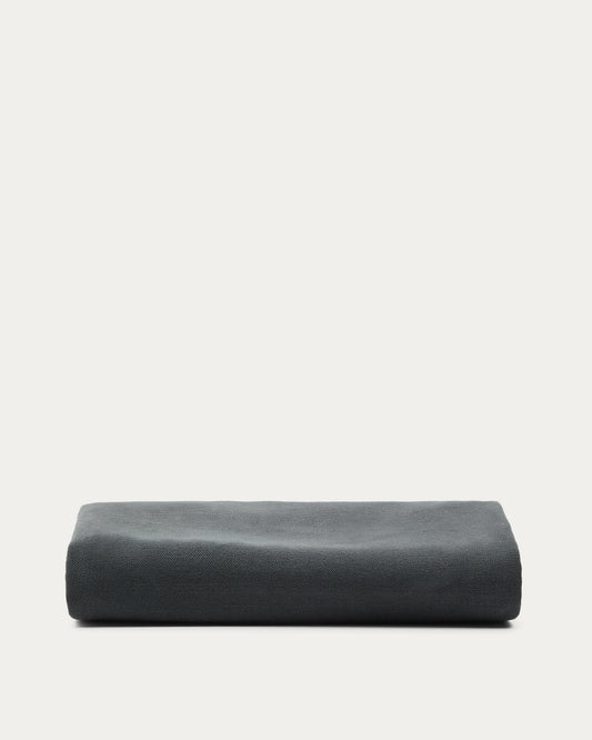 Anthracite grey linen and cotton Jaira headboard cover for a bed up to 150 cm