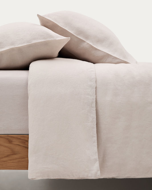 Simmel grey linen blend duvet and pillow cover set for 180 cm bed