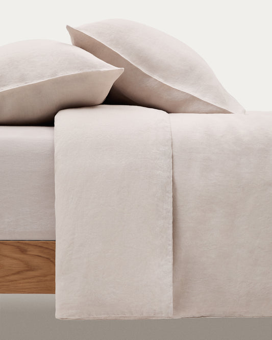 Simmel grey linen blend adjustable bottom sheet for 90 cm bed