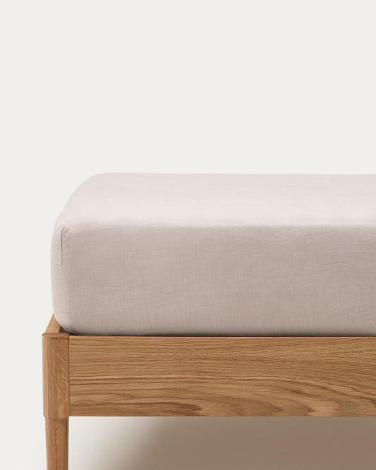 Simmel grey linen blend adjustable bottom sheet for 180 cm bed