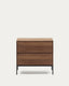 Vedrana bedside table, 2 walnut veneer drawers, and black steel legs, 60 x 55 cm