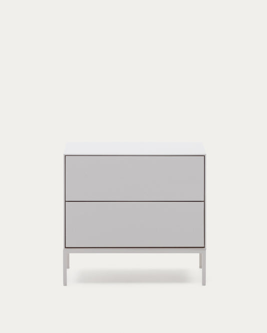Vedrana two-drawer bedside table white lacquered MDF 60 x 55 cm