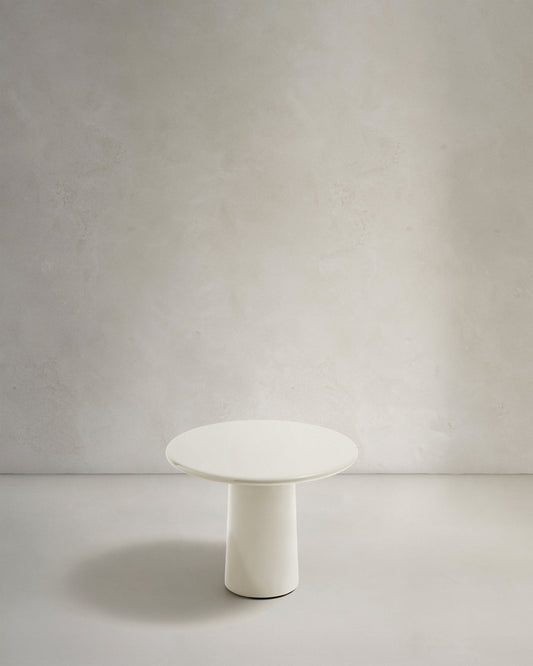 Albanella coffee table in cement with glossy white finish Ø65cm