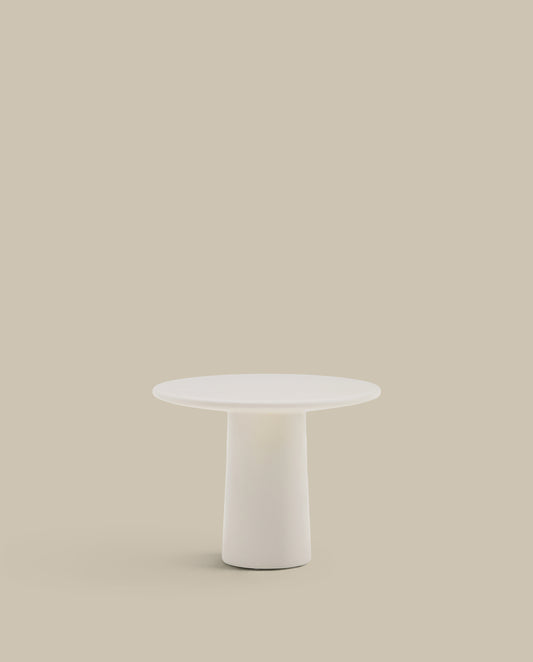 Albanella coffee table in cement with glossy white finish Ø65cm
