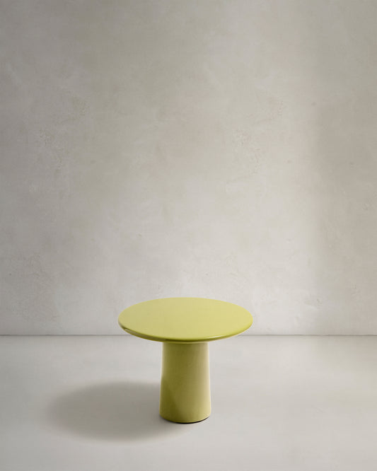 Albanella coffee table in cement with glossy green finish Ø65cm