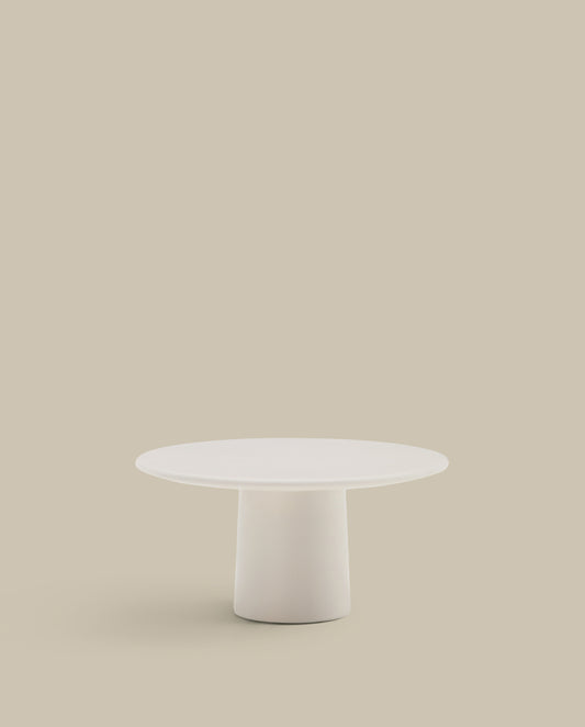Albanella coffee table in cement with glossy white finish Ø85cm