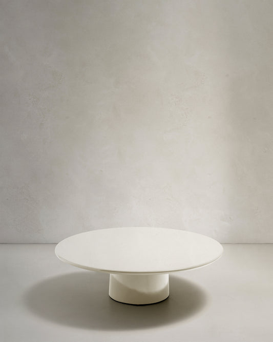 Albanella coffee table in cement with glossy white finish Ø110cm