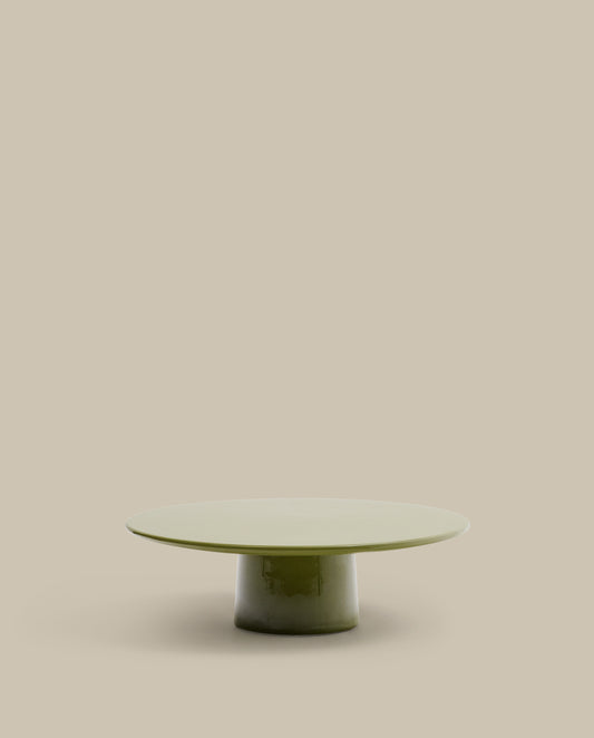 Albanella coffee table in cement with glossy green finish Ø110cm