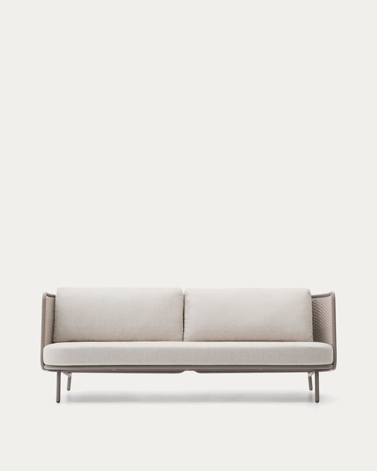 Sedalis outdoor 3-seater sofa in aluminium and taupe rope cord 210cm