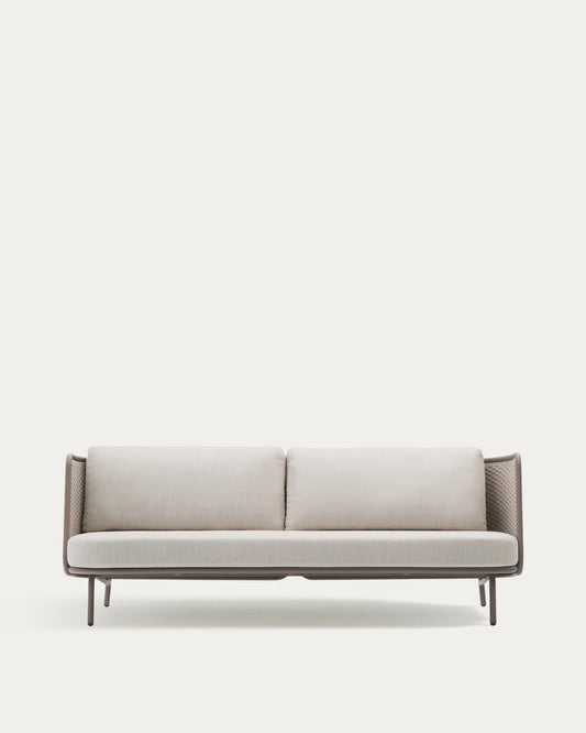 Sedalis outdoor 3-seater sofa in aluminium and taupe rope cord 210cm