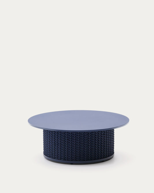 Sedalis outdoor coffee table in aluminium with blue rope cord Ø99 cm
