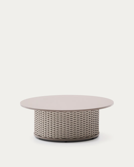 Sedalis outdoor coffee table in aluminium and taupe rope cord Ø99cm