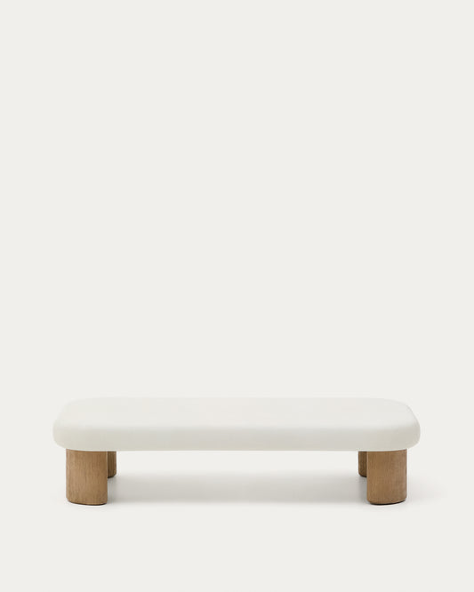 Labra coffee table in cement and acacia wood 140 x 70cm