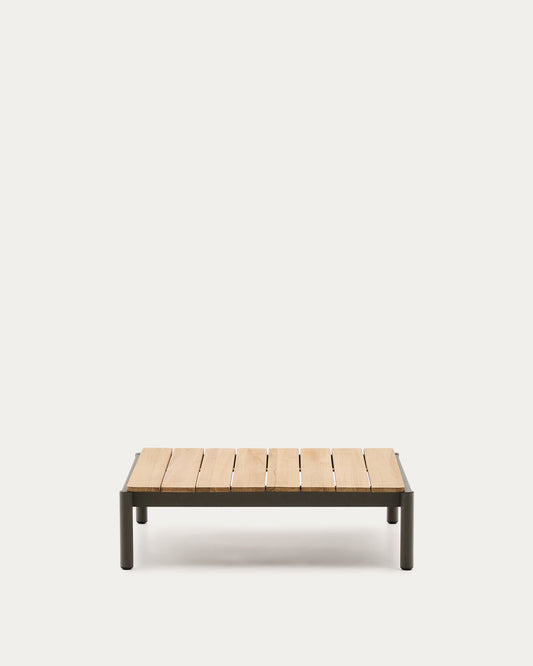 Sorells coffee table in green aluminum and teak wood 89 x 91 cm FSC 100%