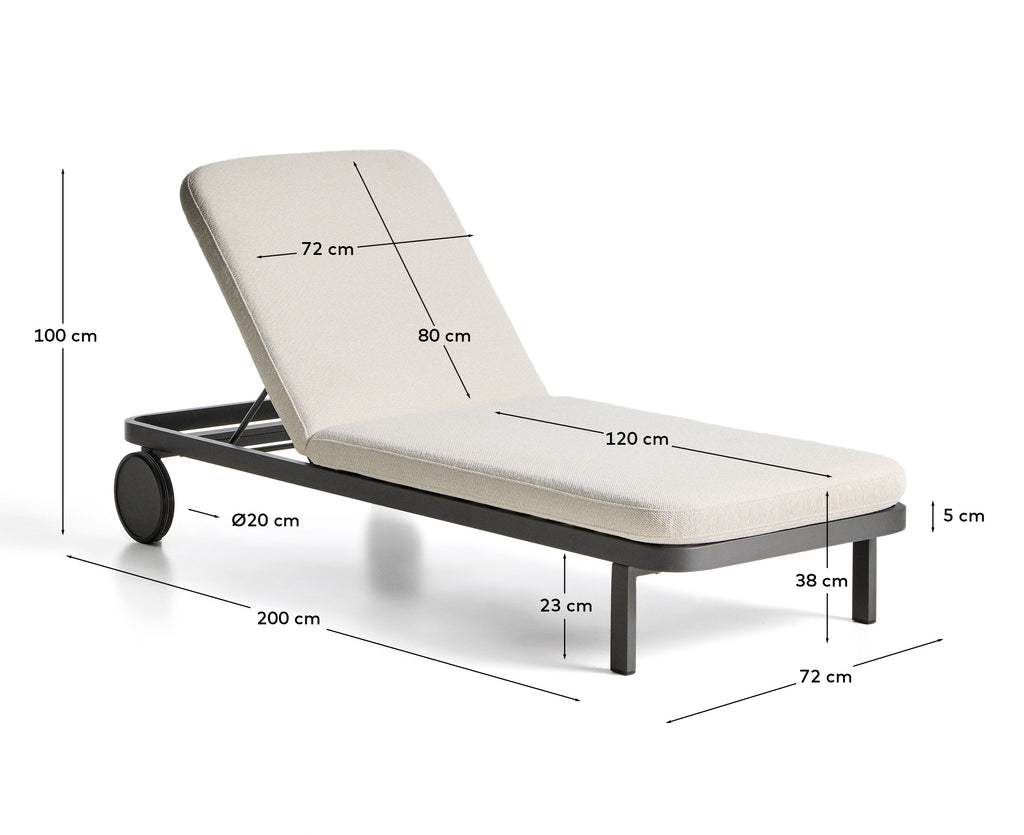 Kionia graphite aluminium sun lounger.