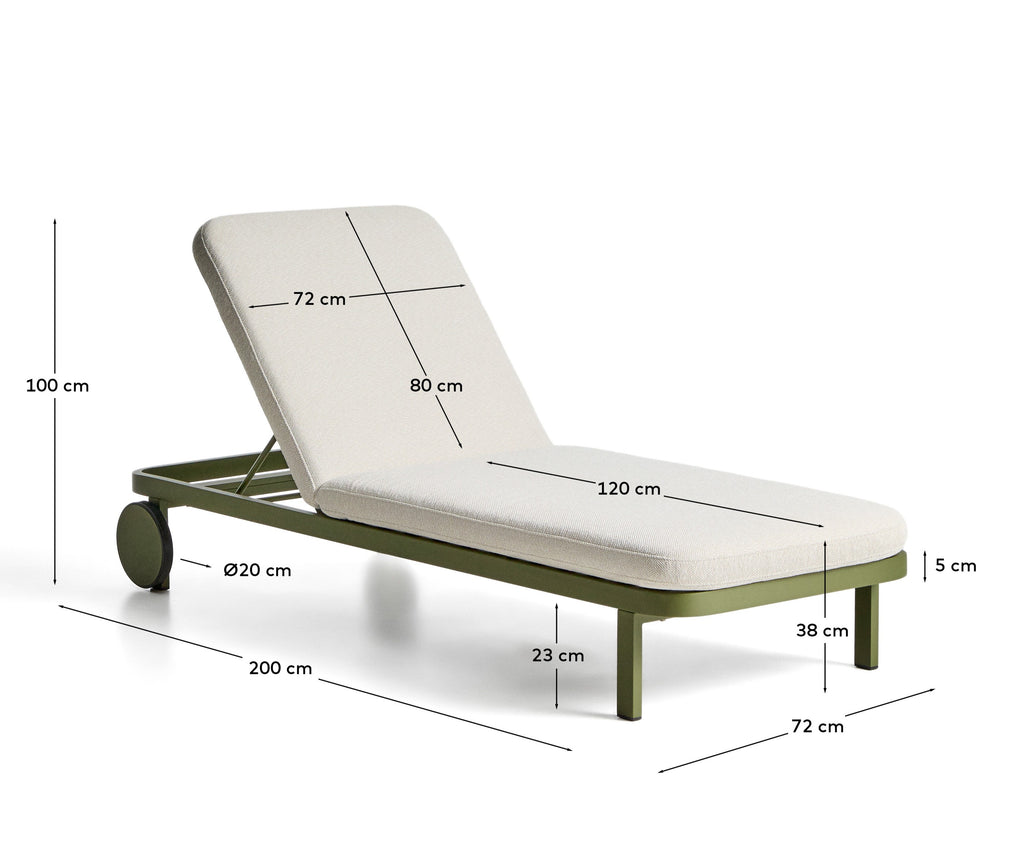 Kionia green aluminium sun lounger.