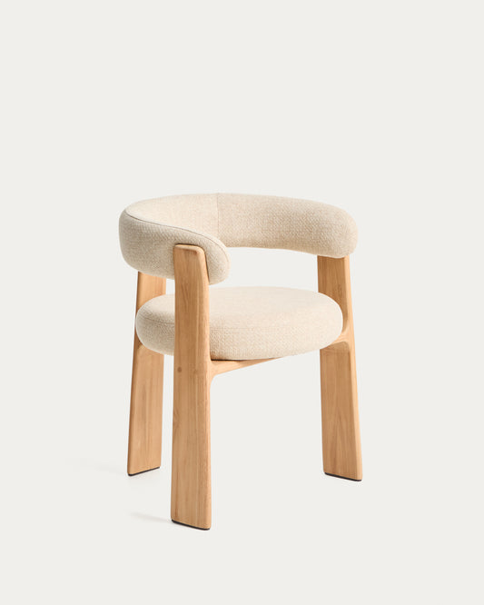 Beige Granite outdoor chair with FSC 100% solid teak wood legs in a natural finish