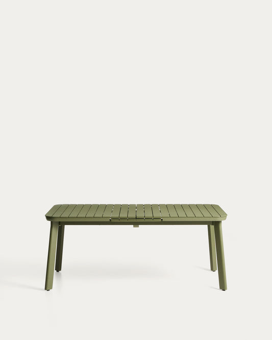 Izola extendable outdoor table in aluminium with green finish 185 (235) x 100cm