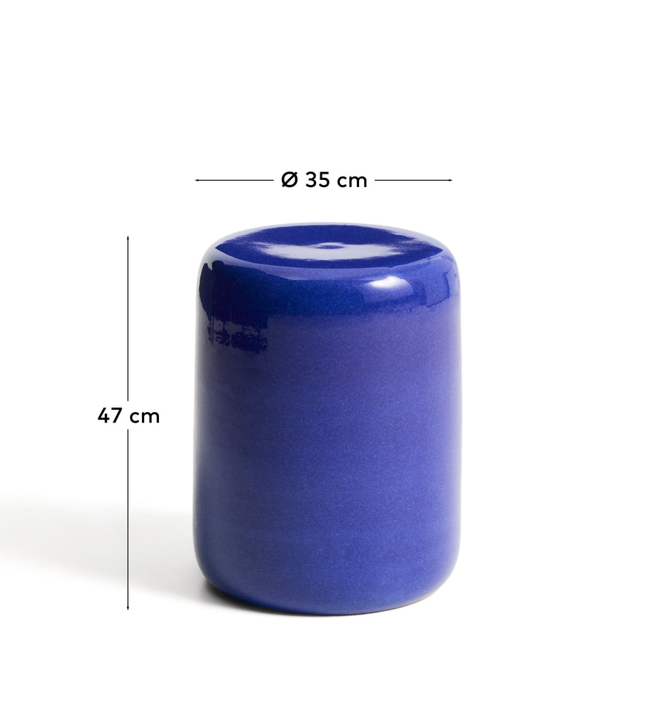 Mesquida outdoor side table in ceramic with glazed blue finish Ø 35 cm