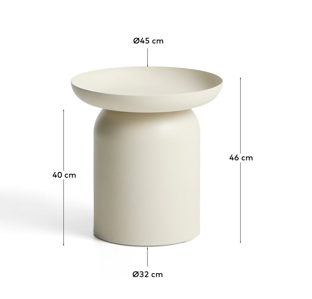Arcola side table in ecru aluminium Ø45cm