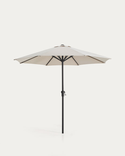 Milna beige parasol with central pole and graphite steel structure Ø300cm
