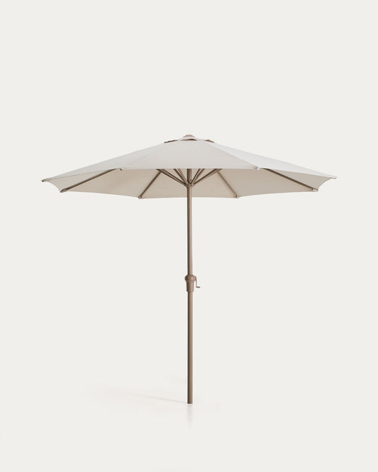 Milna beige parasol with central pole and taupe steel structure Ø300cm