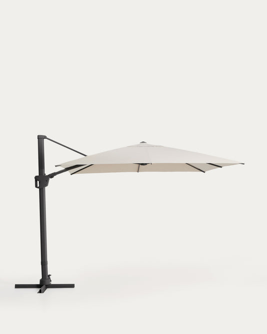 Noli beige cantilever parasol with graphite aluminium structure 300 x 300cm